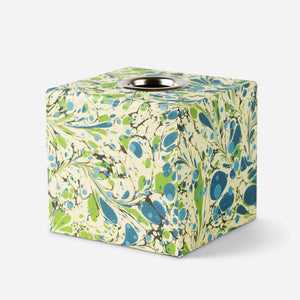 Tissue box cover - marbled botanical blue