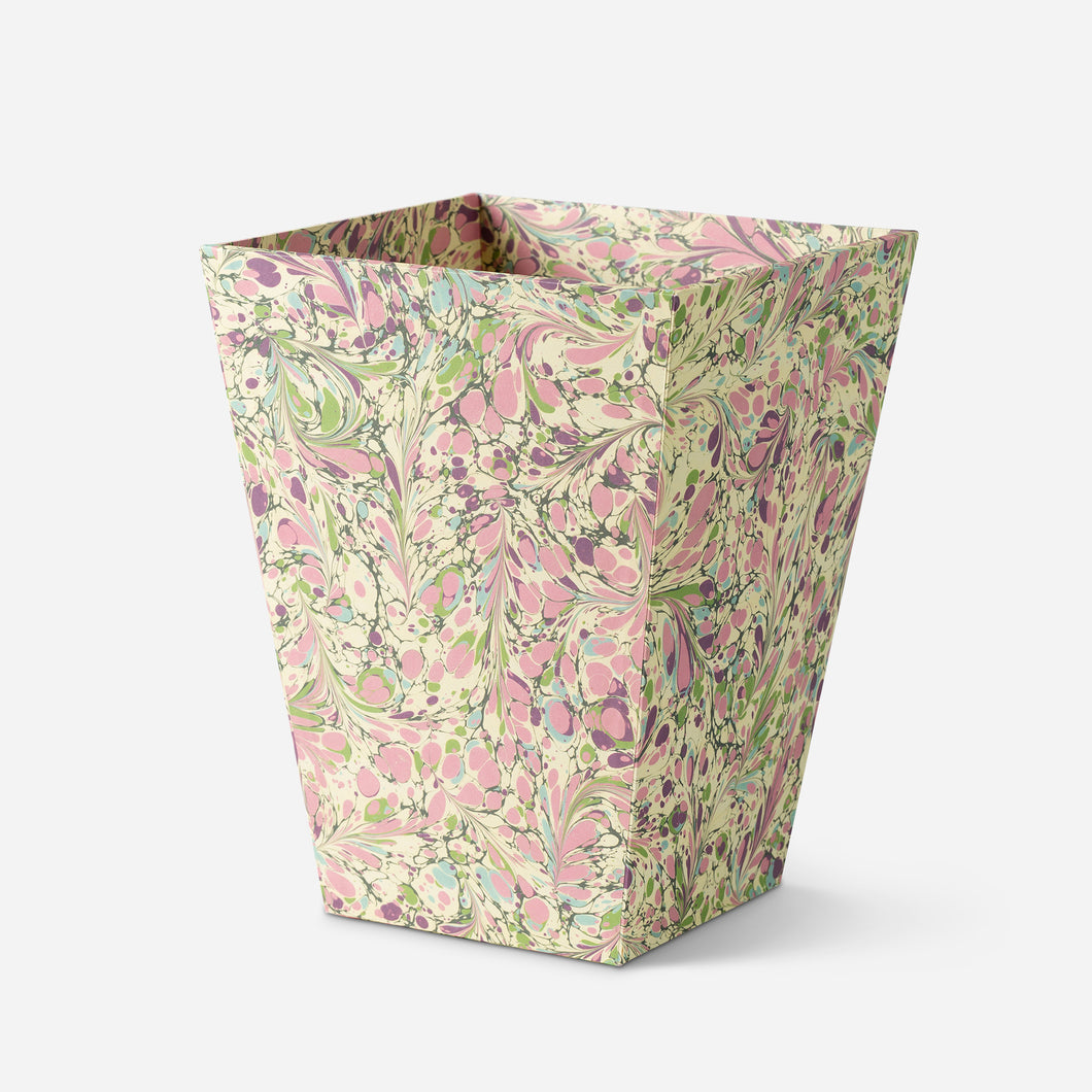 Waste paper bin - marbled pink