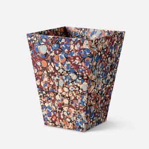 Waste paper bin - marbled red and blue